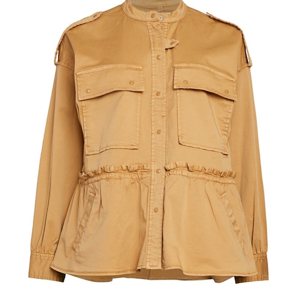 Joie Tan Utility Jacket with Peplum Waist